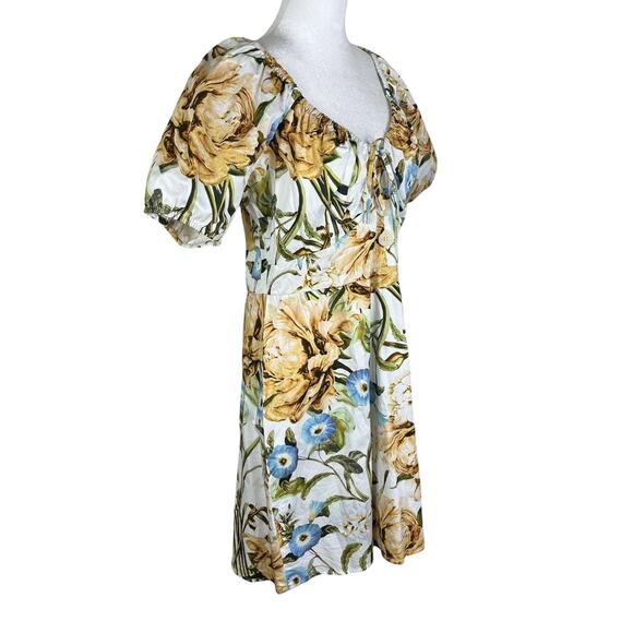 Favorite Daughter The Beloved Floral Mini Dress Short Puff Sleeves Size 14 - Picture 6 of 10